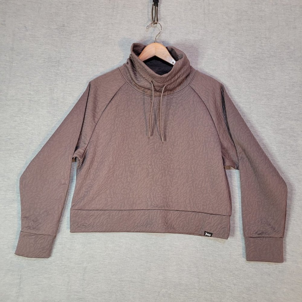 Juicy Couture Sport Womens Top Large Sweatshirt Mock Neck Thumb Holes Purple